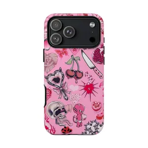 Pink Y2K Aesthetic Devil Heart Phone Case – Trendy Emo Vibe for iPhone - Phone Case Compatible with iPhone 12, 13, 14, 15, 16 17 Pro Max phone case & Samsung Galaxy S23, S24 & S25 Ultra