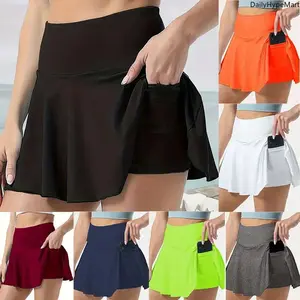 Women's High-Waisted Color Block Tennis Skirt | Slim Fit Sports Skort with Lined Shorts & Pockets for Workout & Casual Wear