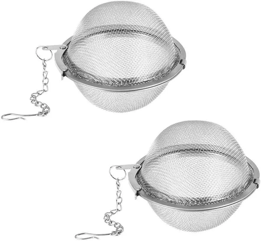 Premium Tea Stepper 2Pcs Mesh Infuser Stainless Steel Filter with Extended Chain Hook for Loose Leaf Tea Spices & Seasonings Interval Diffuser Strainer Durable Rust Resistant Easy to Clean