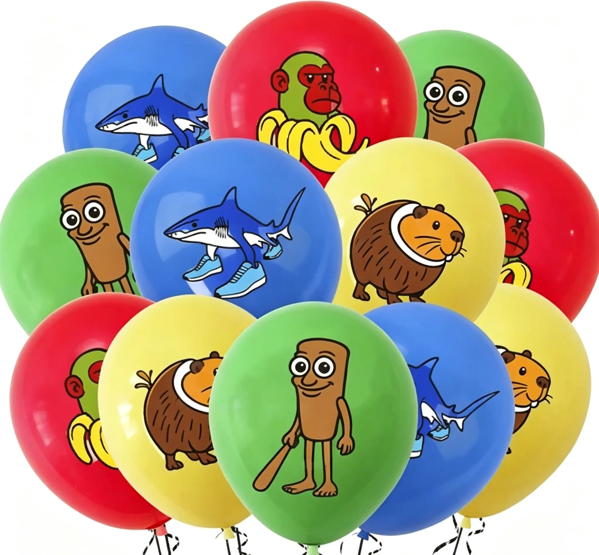 12-Inch Round Cartoon Latex Balloon Set, Colorful Printed Party Decorations, Birthday Theme Supplies, Toy Party Favor Gift
