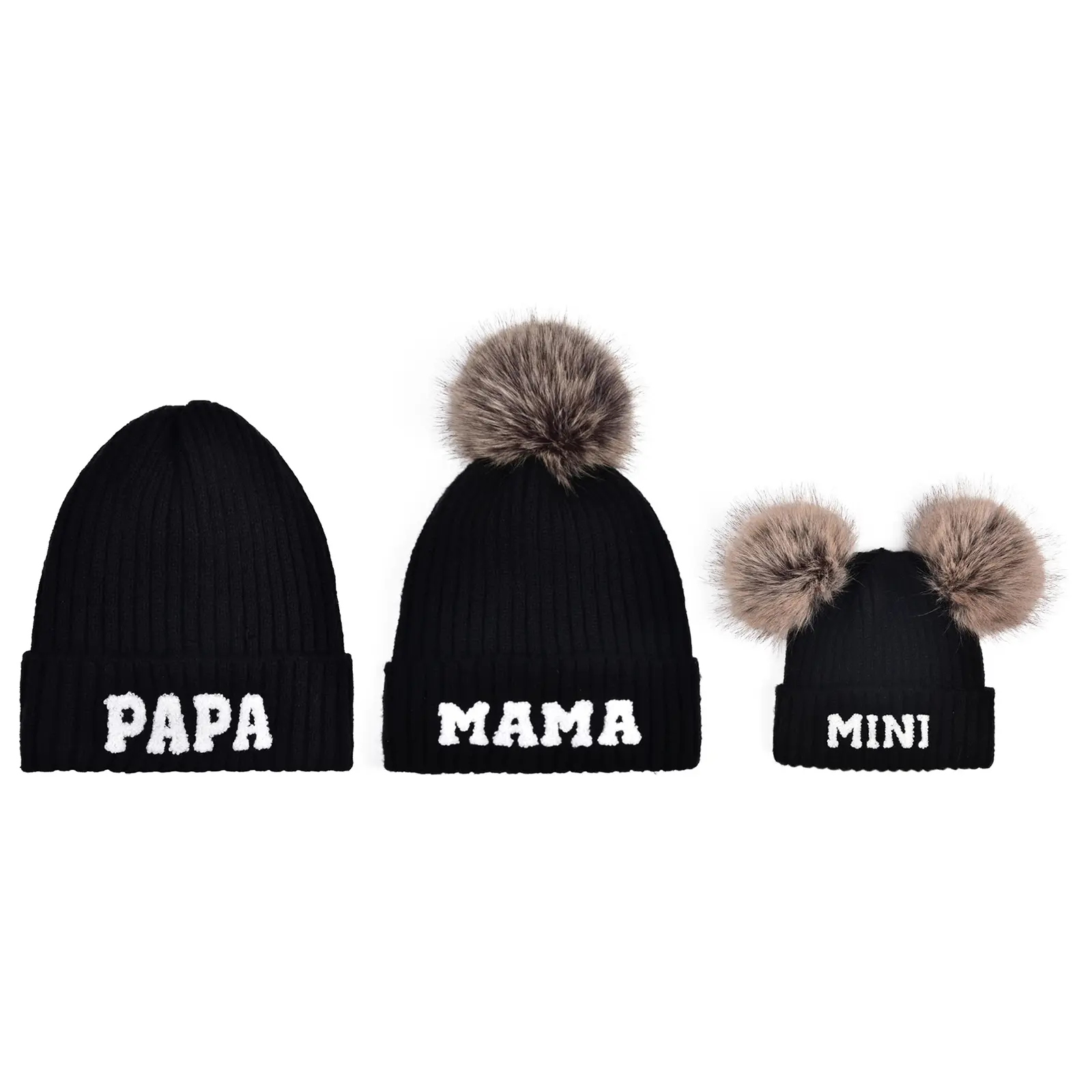 Matching Family Embroidered Knit Beanies - Soft Cozy Winter Sports & Outdoor Hats, Casual Wear Cap for Winter Holidays & Daily Use, Embroidered Hat
