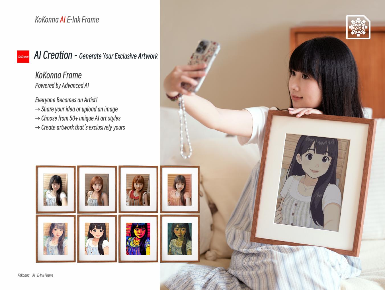 【kokonna】4" E-Ink Photo Frame | AI Art Creaation & Remote App Upload | Solid Walnut Wood | 5-mouth Battery Life | Zero Glare Smart Digital Desk Decor 【kokonna】4" E-Ink Photo Frame | AI Art Creaation & Remote App Upload | Solid Walnut Wood | 5-mouth Battery Life | Zero Glare Smart Digital Desk Decor