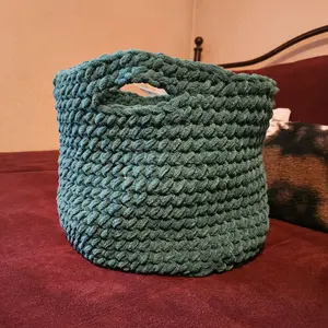 Large Crochet Basket - Green, Handmade, Durable Design, Ideal for Storage, Versatile Use
