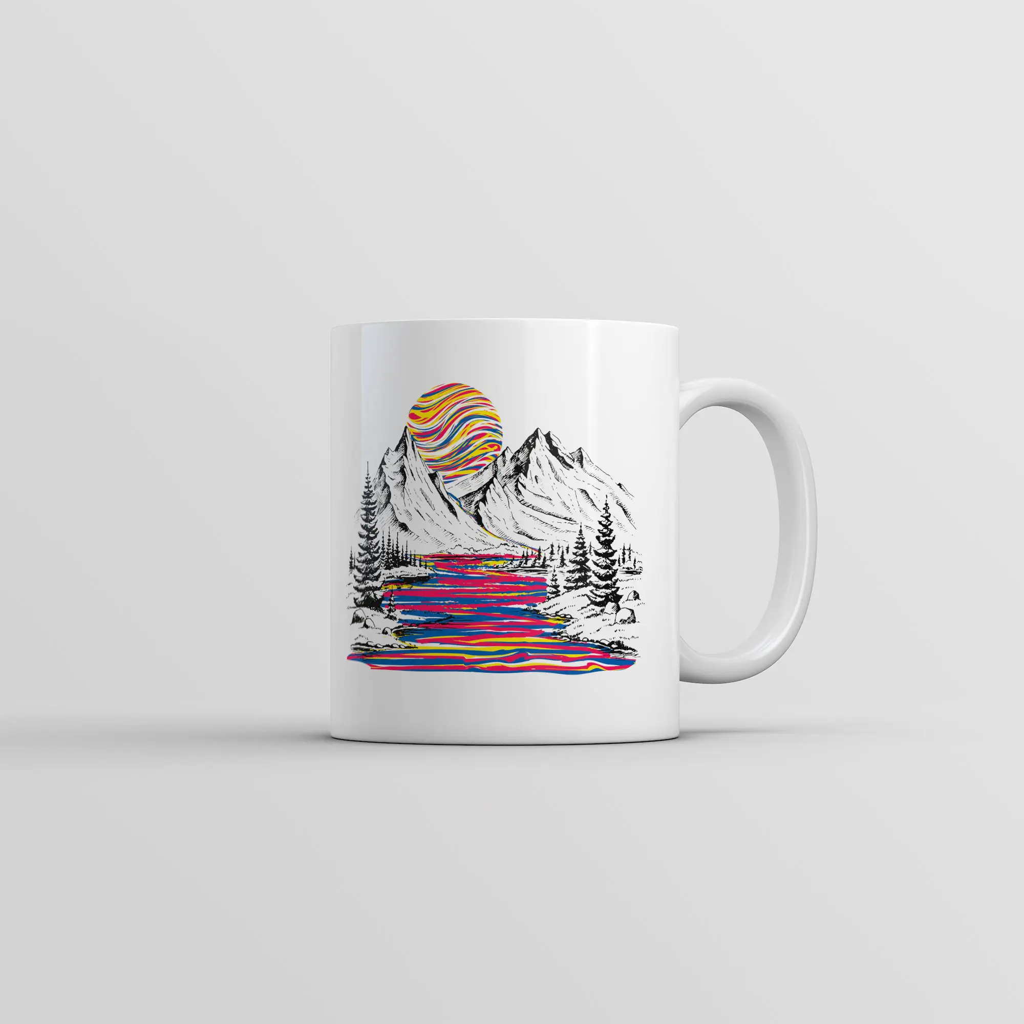 Rainbow River Mug Cool Nature Graphic Coffee Cup - 11oz Funny Coffee Mugs Ceramic Printed Drinkware Cup