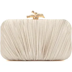 Elegant Pleated Clutch Purse for Women – Evening Bag with Chain Strap for Wedding, Party & Formal Events