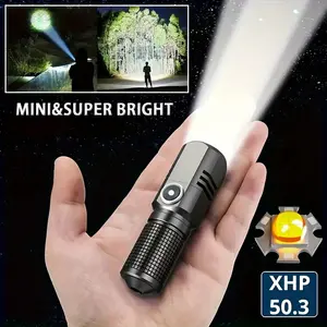 Mini Flashlight Rechargeable, High Lumens Tactical Flashlight, Super Bright Small LED Flash Light- Zoomable, Adjustable Brightness, Long Lasting for Camping, Outdoors And Home Emergency, Can Be Turned Off with One Click, 3 Mode