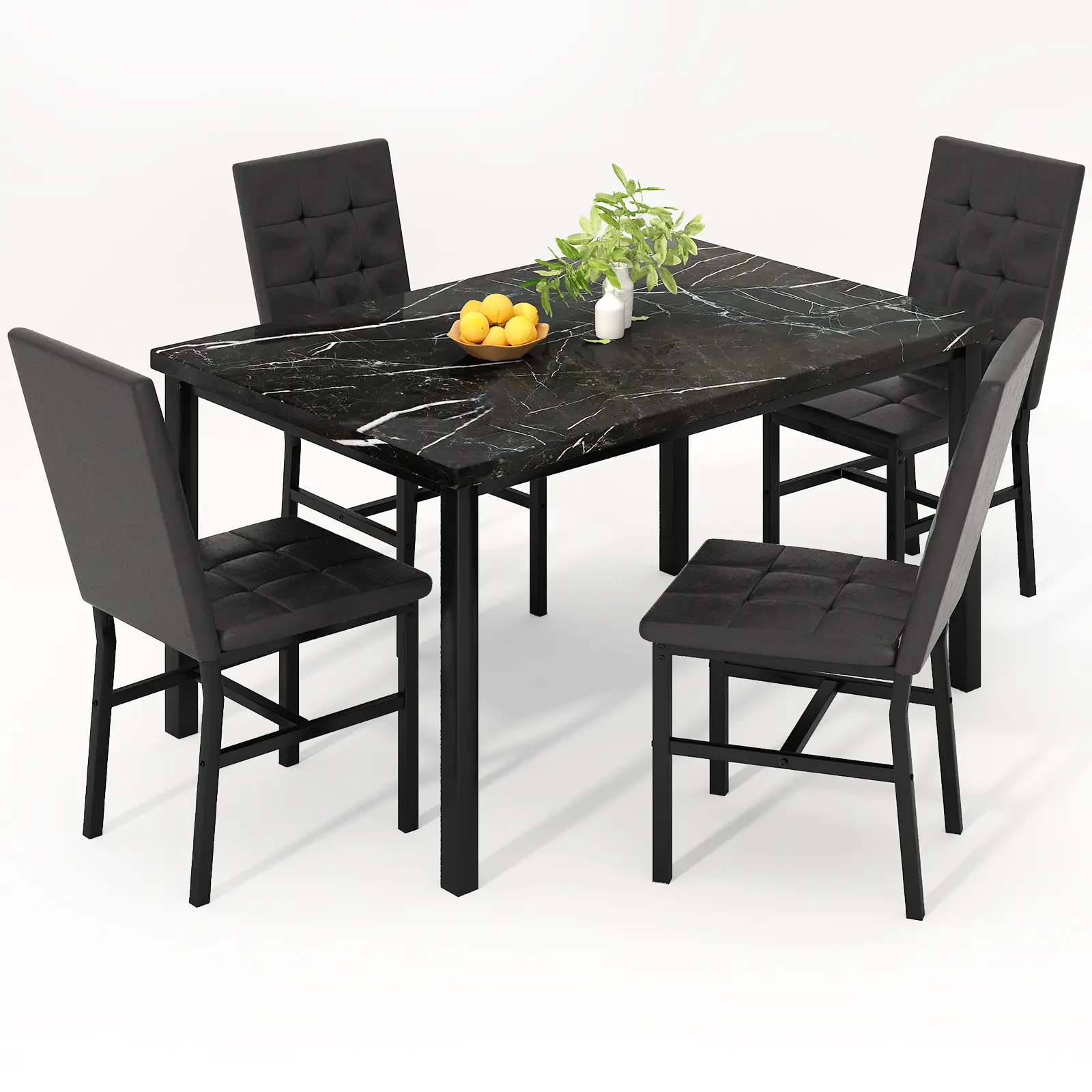 Hooseng Dining Room Table Set 5 Piece Dining Table Set Marble Dining Table 4 Chair Dining Table Set for Kitchen Living Room Breakfast Small Spaces