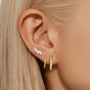 Small Huggie Hoop Earrings for Women, Gold Plated Hoops Stacks Set for Multiple Piercings, Dainty Cute Mini Lightweight Cartilage Studs Trendy Jewelry Gift