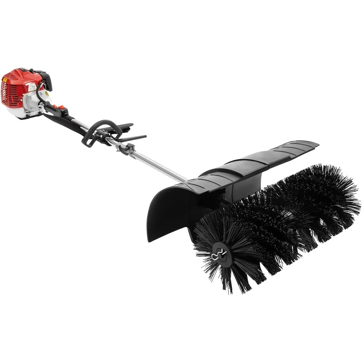 Upgraded 52cc 2-Stroke Handheld Gas Power Broom with Nylon Bristles, Manual Handle, Tool Bag, 2.3hp 2-Stroke Engine, 25.5cm Bristle Width - Gasoline Cleaner for Driveway, Turf Lawns, Artificial Grass