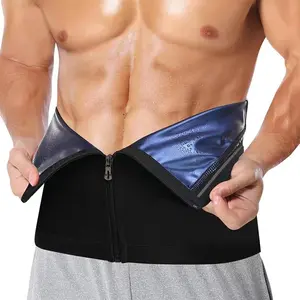 Sporty Men's Zipper Sauna Waist Trainer, Solid Color Tummy Control Sports Sauna Belt, Sports Waist Trainer for Men, Fitness Waist Trainer, Sporty Waist Slimmer, Gym Accessories