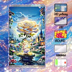 DIY 5D velvet, AB diamonds, fairy dust diamonds, crystal diamonds, dreamy rose castle diamond painting, diamond embroidery handmade kit, special process diamond art set, wall decoration, gifts for family, loved ones, and friends, Handcraft.