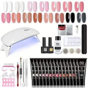 Poly Nail Gel Kit with 15 Counts Poly Nail Extension Gel Builder, Quick Building Nail Mold Tips, and Art Tools, Perfect Gift for Nail Art Enthusiasts