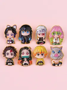 8pcs/set Kawaii Anime Character Enamel Pins, Cartoon Design Badges, Unisex Accessories for Backpacks and Clothes, Perfect Gift