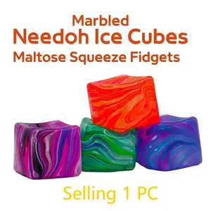 Colorful ice cube squishy toy, trendy marble pattern, cubic ice cube design, flowing colored details, squeeze and rebound stress-relieving toy, student and children's stress-relief toy, holiday party gift, office desk relaxation toy, Stress Relief Fidget