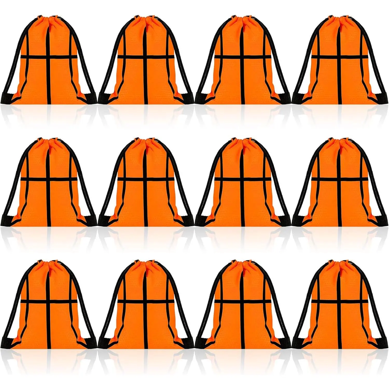 12 count Basketball Drawstring Bags Bulk Small  Goodie Bags Snack  Backpack for Ball Birthday Party Favor Team Gifts(7 x 10 Inch)