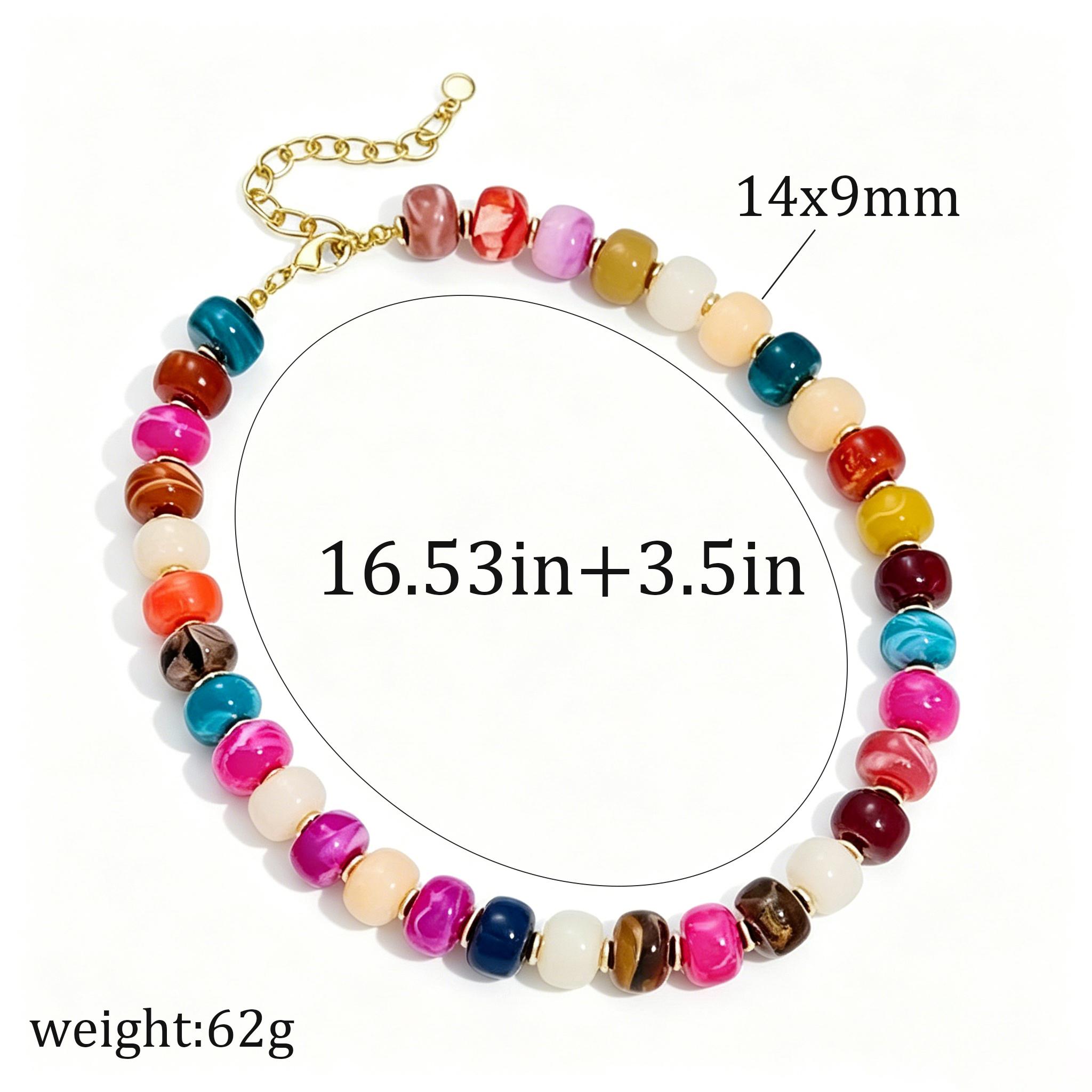 Beach Resin Chunky Beaded Necklace for Women Minimalistic Trendy Statement Big Colorful Bead Choker Necklaces Y2K Boho Charm Summer Jewelry Daily Wear Accessories