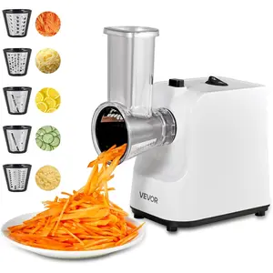 VEVOR Electric Cheese Grater Salad Maker, 200W Salad Shooter, Electric Vegetable Slicer Shredder Chopper for Fruits with 5 Attachments, Stainless Steel Food Cutter for Vegetables, and Cheeses