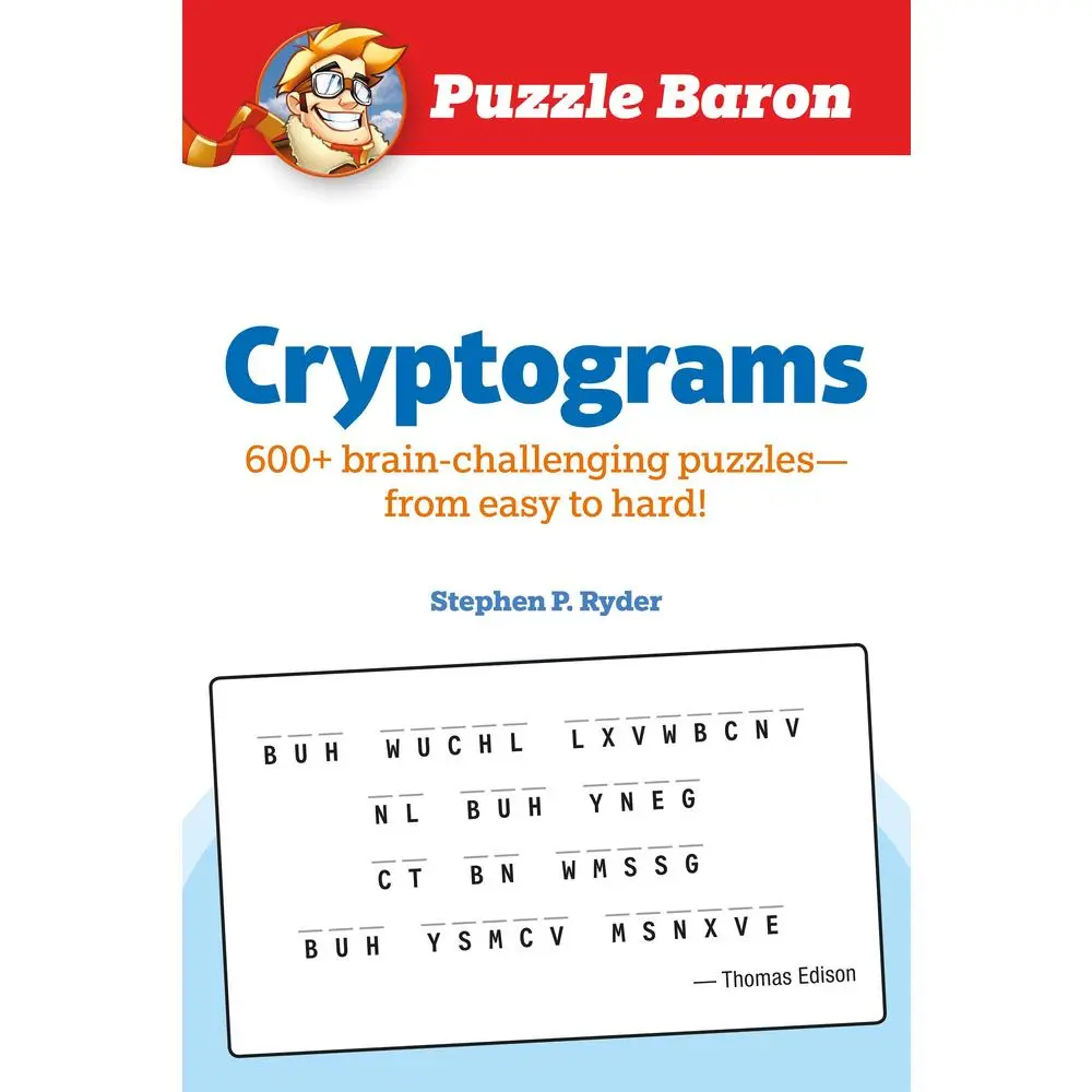 Used Puzzle Baron Cryptograms: 100 Brain-Challenging Logic Puzzles - From Easy to Hard Paperback Book by Stephen P. Ryder, English, Challenge Puzzle Game, Brain Teaser Puzzles
