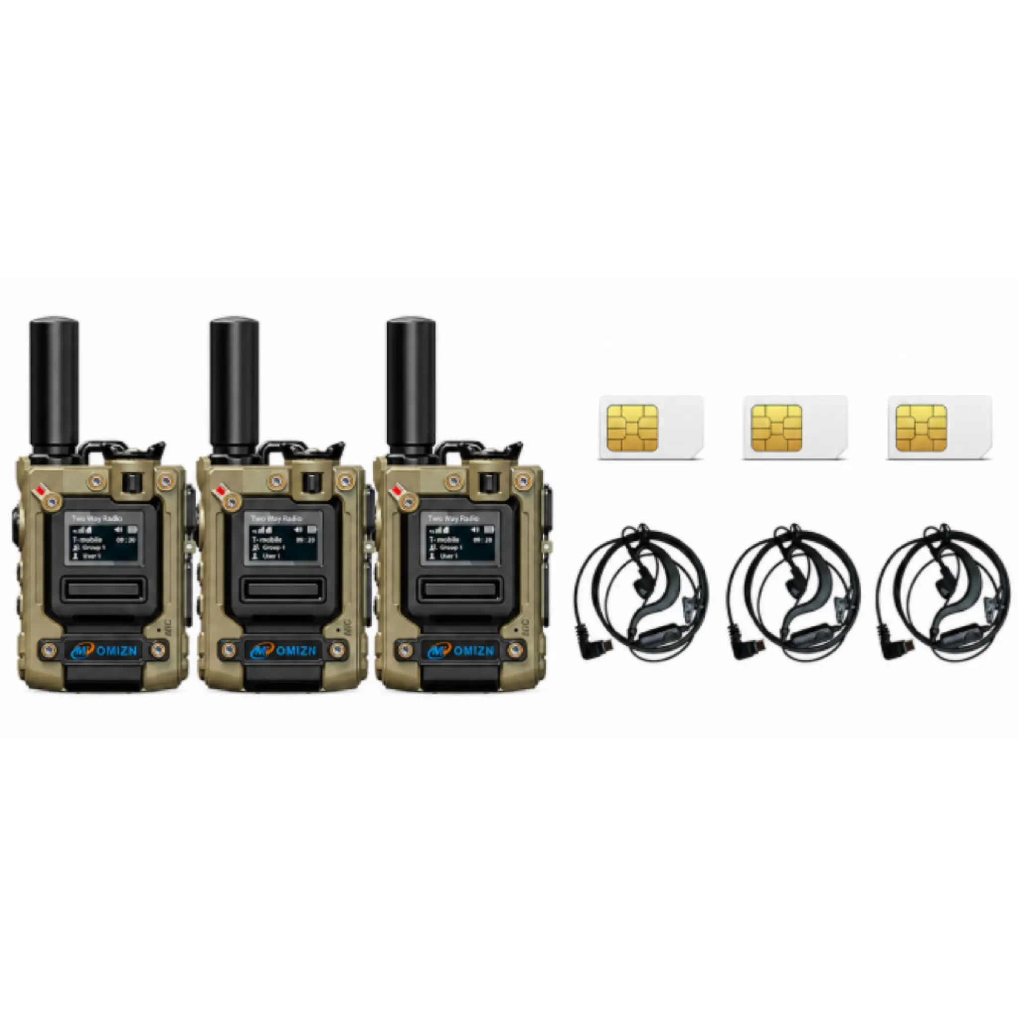 three pcs+sim+earphone