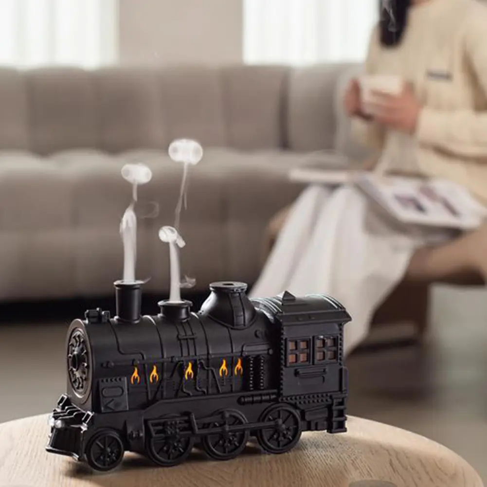 Retro Train Shape Aromatherapy Diffuser 300ml, Humidifier with Dynamic Lighting & Spray Modes, Quiet Mode, Auto Shut-Off, Exquisite Design for Home Office Decor, Thoughtful Gift Option