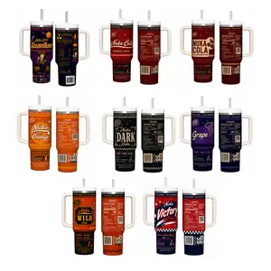 Fallout Nuka-Cola Flavor Collection 40oz Insulated Stainless Steel Tumbler with Handle & Straw - Choose Quantum, Original, Cherry, Dark, Grape, Orange, Wild, or Victory Nutrition Facts Label Design