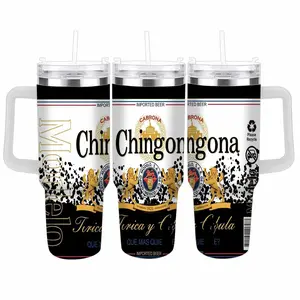 Chingona Beer Style Car Cup (40oz/30oz/20oz)  Mexican Modelo Inspired Print  Double Wall Stainless Steel  Leakproof Lid  Keeps Drinks Hot or Cold  Great for Bar  Party  Travel  Gift  Office  Outdoor Use