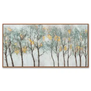Framed Decorative Painting Modern Forest Landscape Art Canvas Painting Decoration Minimalist Poster Ornaments Kitchen Wood