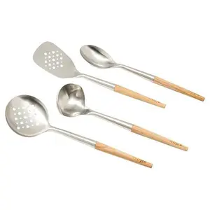 Chef Jet Jet Tila Olivewood Handle Stainless Steel 4-piece Utensil Set
