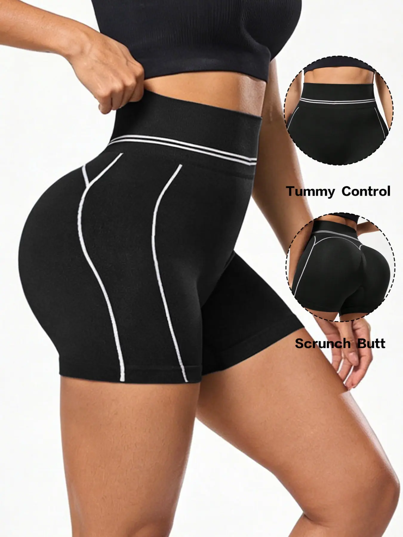 Women's Sporty Seamless Knit Yoga Shorts, Outdoor Hiking Walking Shorts, Fashion Indoor Fitness Pants, All Seasons Wear