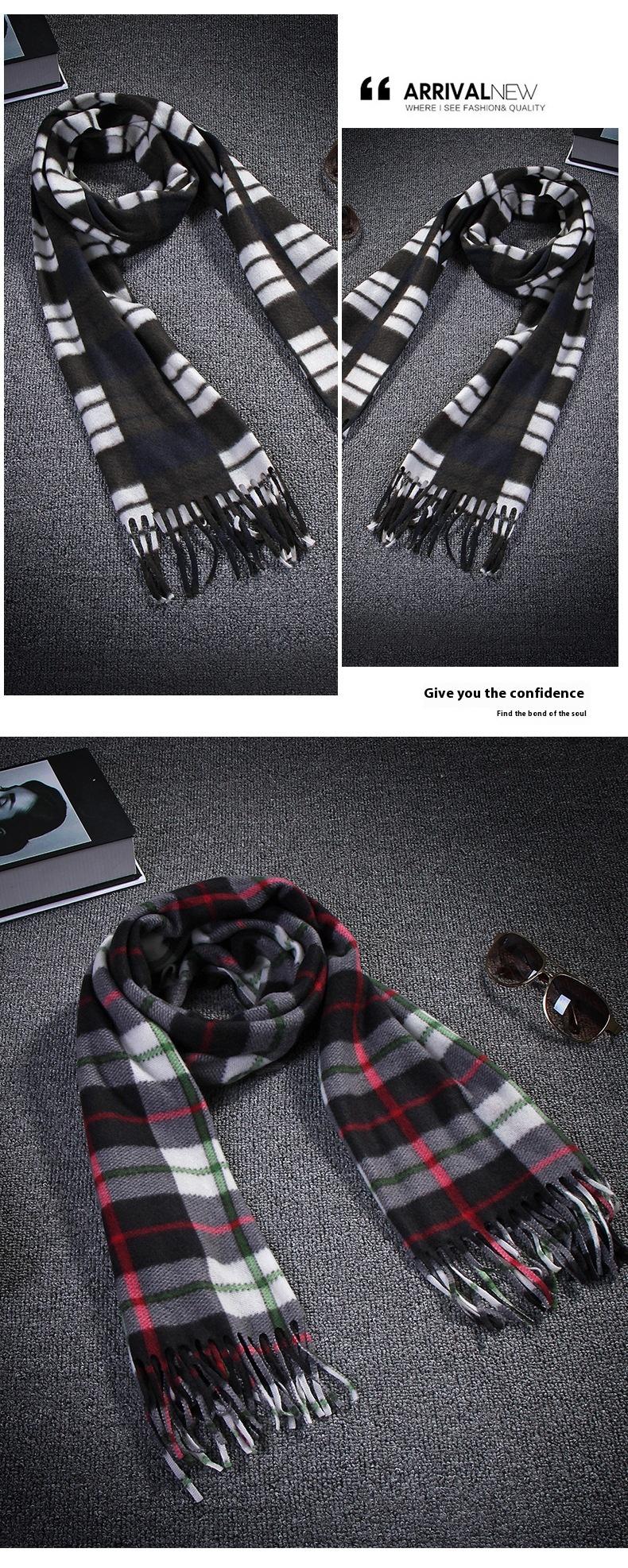 Autumn And Winter Black And White Plaid Plus-sized Thickening Thermal Men's And Women's Scarf