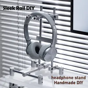 Linear Rail DIY Headphone Stand Kit - Gaming Desk Setup Headset Holder, Customizable Self Assembly