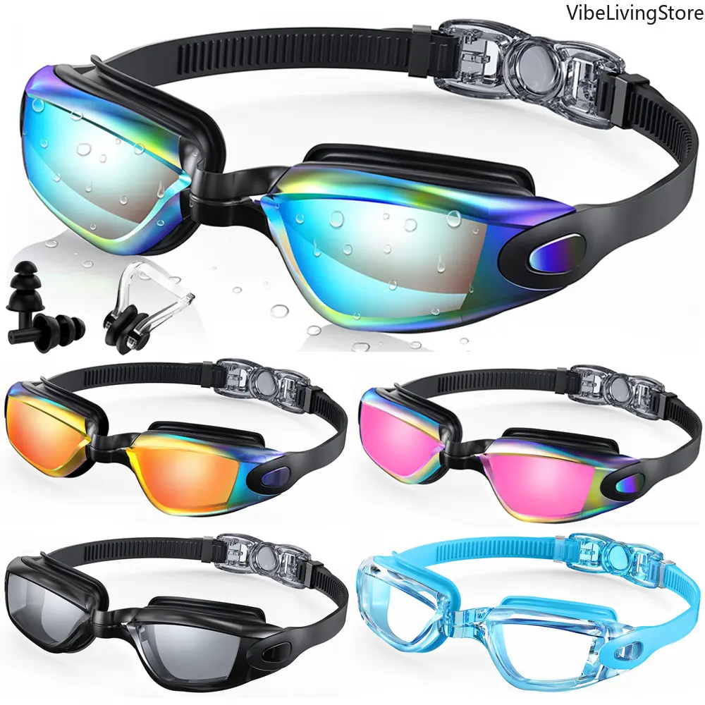 Adult Leakproof Swimming Goggles - Swimming Accessories with 99% Anti-Fog Coating, Tinted Lenses, No-Leak Silicone Seal, 100% UV Protection, Comfortable Fit, Enhanced Visibility, DIY Bag Accessory for Outdoor Aquatic Sports, Leakproof Swimming Glasses