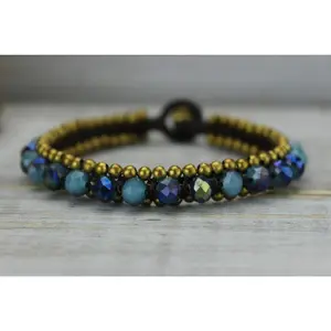 Dark Blue Glass Bead Bracelet