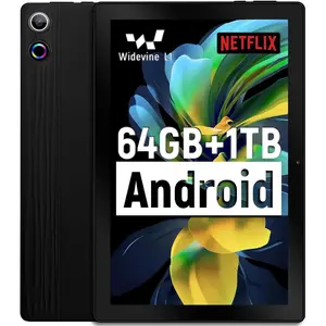 10-Inch Android 14 Tablet (Black) - Octa-Core, 10GB RAM 64GB ROM 1TB Expand, Widevine L1, 1280x800 IPS Screen, BT 5.4, Dual Camera with Flash