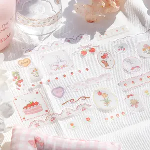 1 Roll of Pet Glitter Washi Tape, Strawberry Sweetheart Series, Decorative Tape for Scrapbooking, Arts & Crafts Supplies, Decoration, Adhesive Strips