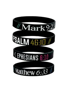 The inspirational Bible rubber wristband 4-piece set Stackable High Quality is suitable for daily wear, vacation dates, and other occasions, and is also a surprising and exquisite small gift.