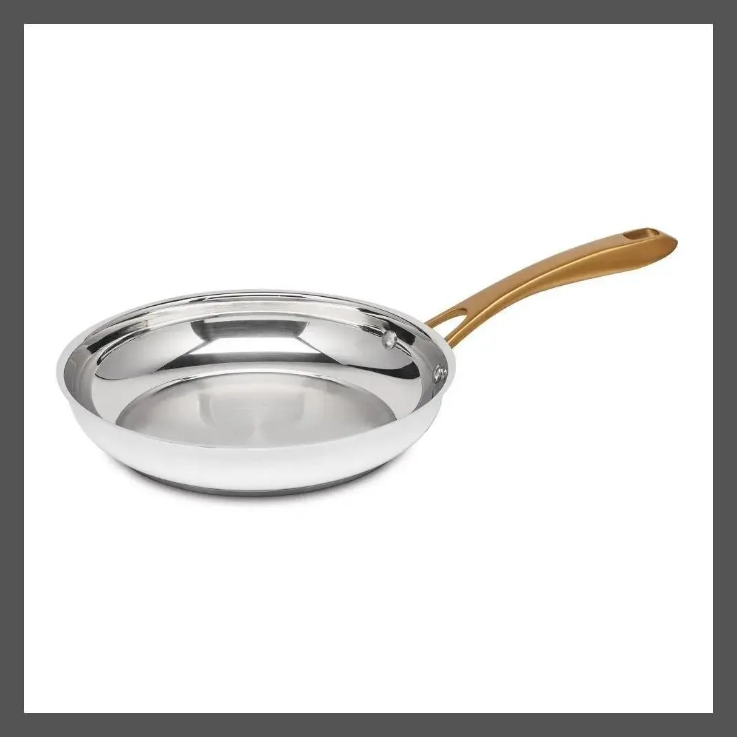 Cuisinart Stainless Steel Skillet 500F 1.9QT Matte White 10" Gold Cookware Cuisinart Stainless Steel Skillet 500F 1.9QT Matte White 10" Gold Cookware