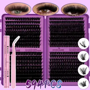 DIY Volume Lash Clusters Kit ,30D-150D DIY Lash Extension Kit D CURL, false eyelashes set, Synthetic Eyelash Extensions, Makeup,with Lash Bond and Seal&Tweezers, Eye Corner Eyelashes