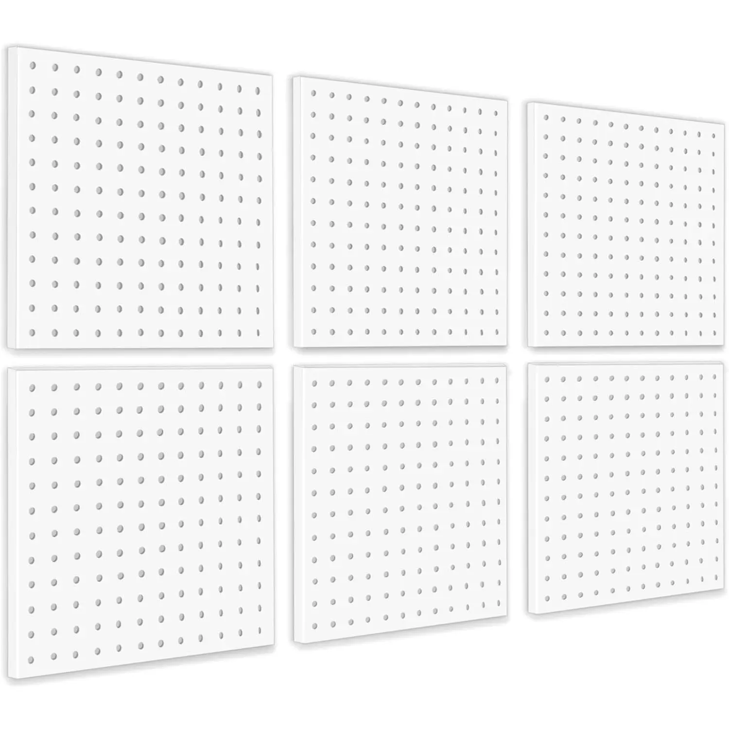 6 count Pegboard, Peg Board, Metal Pegboard Wall Organizer Panels Accessories, Mount Display Pegboard Kits for Walls Garage Craft Room Office Workshop, Easy Installation (White)
