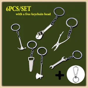Fathers Day Gifts 6pcs Mini Wrench Tool Keychain Metal Spanner Keyring Pendant Key Holder Organizer Keyfob Gift for Men Women Multitool Keychain Tool Keychains