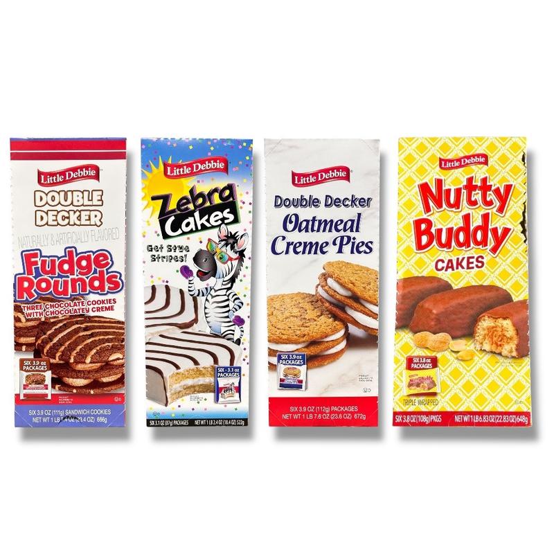 Little Debbie MEGA Snack Cake Delights | Zebra Cakes Double Decker Fudge Rounds & Oatmeal Creme Pies Nutty Buddy Cakes