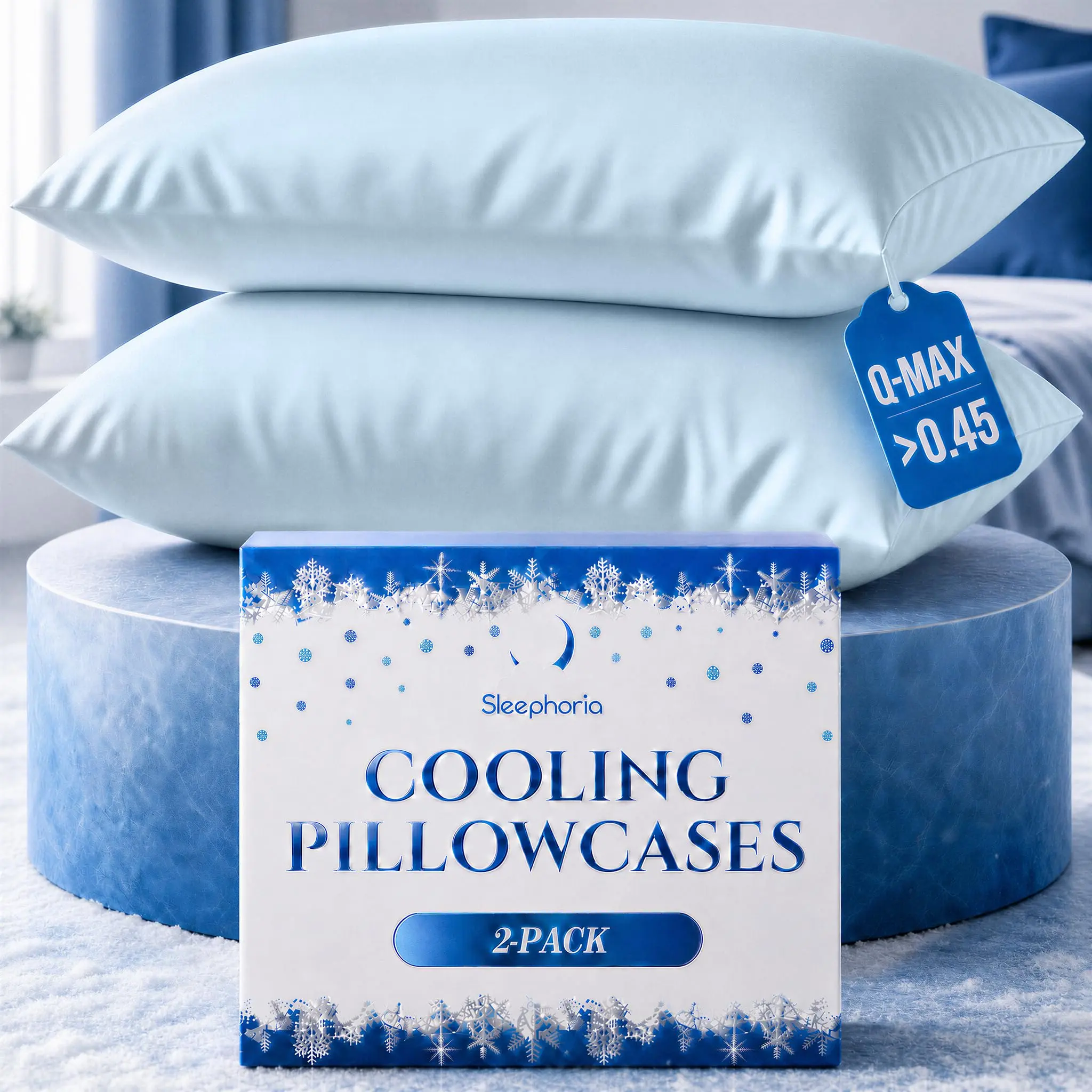 Sleephoria Cooling Pillowcases 2 Pack for Hot Sleepers, Cool Touch Silky Soft Pillow Cases, Breathable Hidden Zipper, Gentle on Hair and Skin, Machine Washable