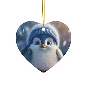 Christmas Penguin Ceramic Ornament, 4 Shapes