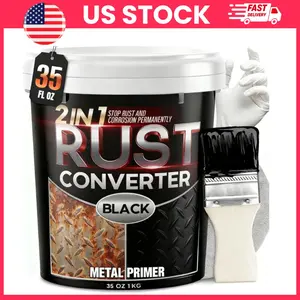Ultra 2-in-1 Rust Converter Paint & Metal Primer, 35 oz Heat-Stable Rust Reformer & Rust Encapsulator for Metal Frames, Chassis, Trailers, Trucks, RVs, Industrial Equipment, Boat Hulls, Patios – Paint Directly Over Rust, Matte Black, Rust-Resistant