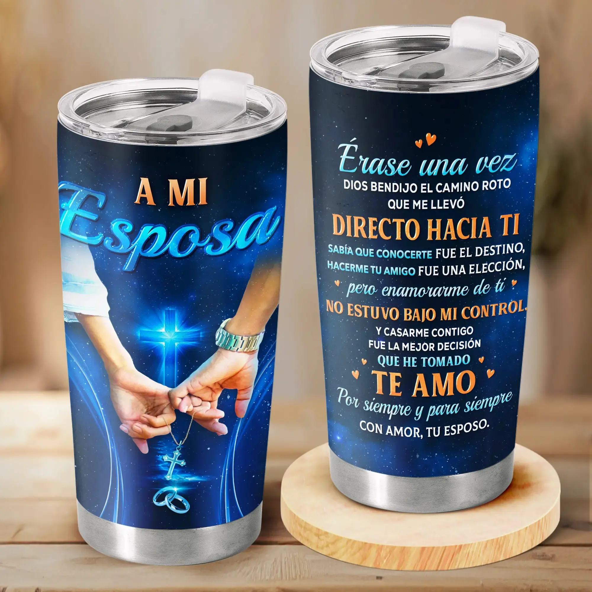 BNB Regalo - Vaso Térmico “Para Mi Esposa/Para Mi Esposo” de 20oz & 30oz, 14 de febrero, Regalo de San Valentín para Ella, Regalo Cristiano de Aniversario o Cumpleaños para Esposa, Taza de Café Religiosa de Amor, Regalo para Ella en el Día de la Madre
