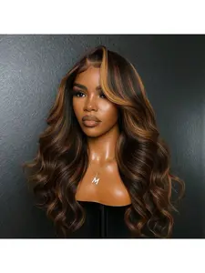 28 Inch 13x6 Ombre Lace Front Wigs, Human Hair 180 Density, 1b/30 Highlight, HD Transparent Lace, Colored Balayage, Body Wave for Women, Glueless Frontal Wig