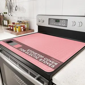 Stove Top Cover for Electric Stove -  Grade Ceramic Stove top Cover,  XXL Dish Drying Mat, Glass Cooktop Covers, Flat RV Range top Mats (Pink,28x20)