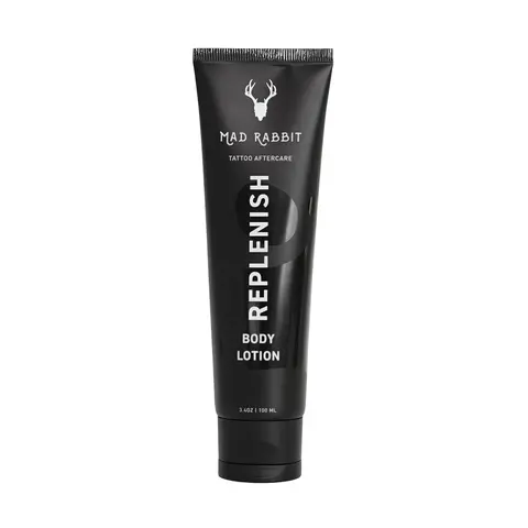 Mad Rabbit Replenish Tattoo Body Lotion - Fragrance-Free Lotion, Non-Greasy & Silicone-Free, Clean Ingredients, Lightweight for Daily Use (3.4 Fl Oz)