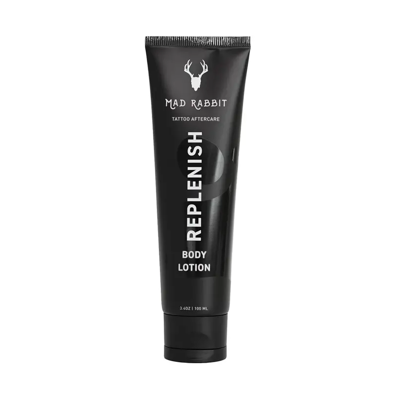 Mad Rabbit Replenish Tattoo Body Lotion - Fragrance-Free Lotion, Non-Greasy & Silicone-Free, Clean Ingredients, Lightweight for Daily Use (3.4 Fl Oz)