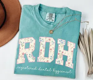 Dental Hygienist T-Shirt - Floral Watercolor Comfort Colors Gift For RDH Registered Dental Hygienist